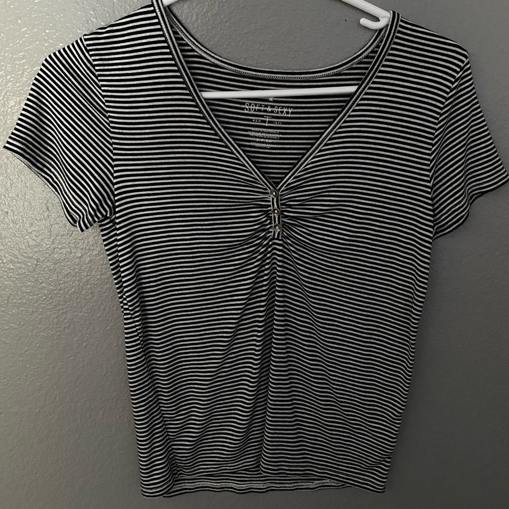 American Eagle Striped, Cinched Top